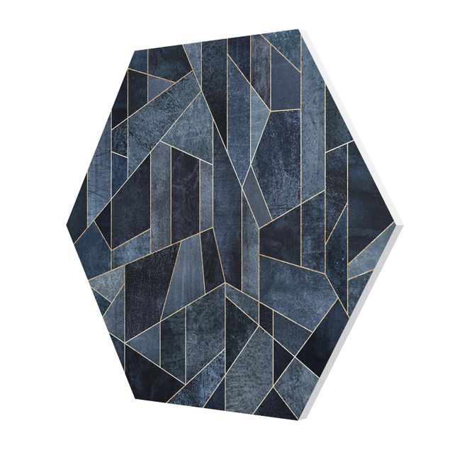 Hexagons Forex schilderijen Blue Geometry Watercolour