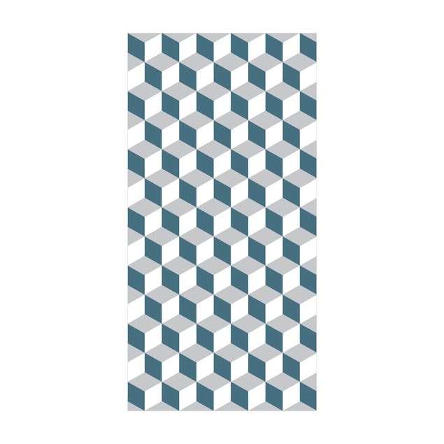 blauw vloerkleden Geometrical Tile Mix Cubes Blue Grey