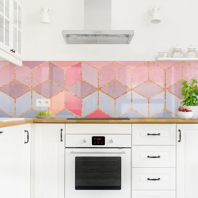 Achterwand in keuken Colourful Pastel Golden Geometrie