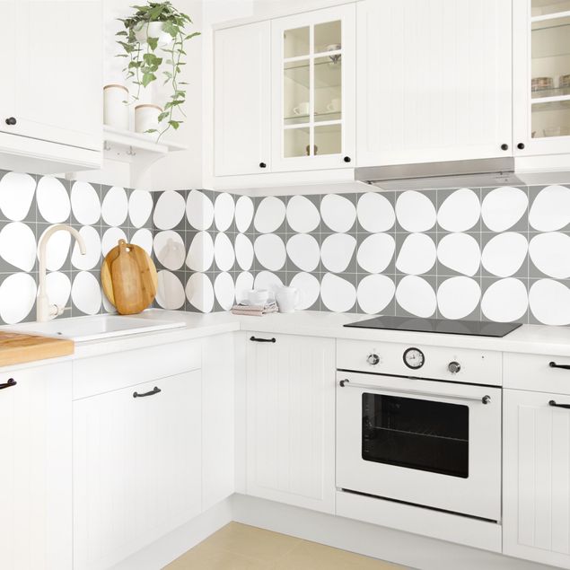 Achterwand voor keuken abstract Oval Tiles - Dark Grey