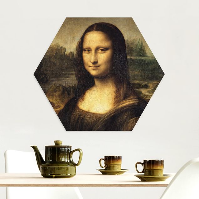 Hexagons Aluminium Dibond schilderijen Leonardo da Vinci - Mona Lisa
