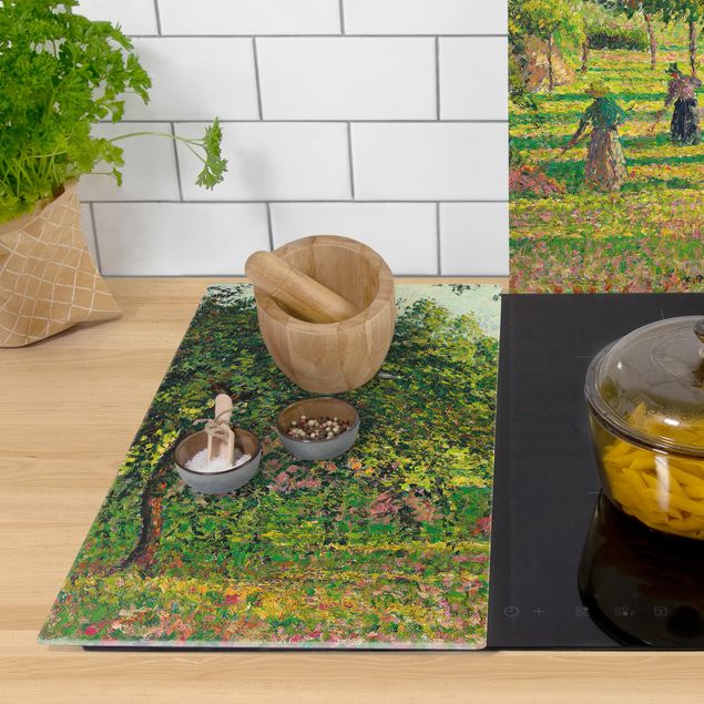 Kookplaat afdekplaten Camille Pissarro - Apple Trees And Tedders, Eragny
