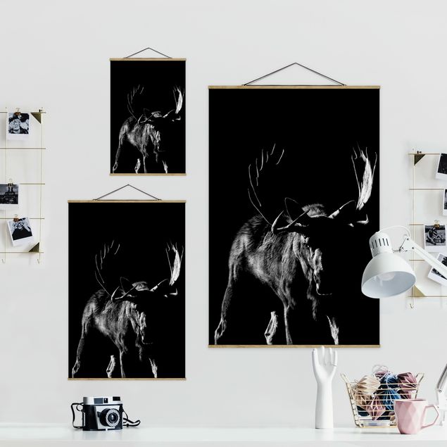 Stoffen schilderij met posterlijst Bull In The Dark