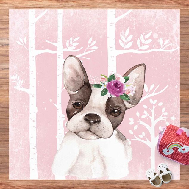 Vloerkleed modern Watercolour Pug Light Pink