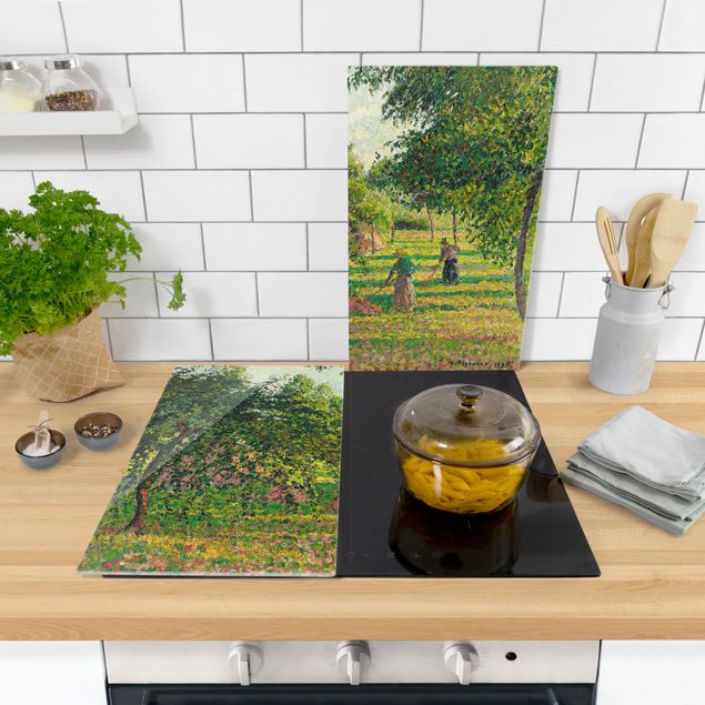 Kookplaat afdekplaten Camille Pissarro - Apple Trees And Tedders, Eragny