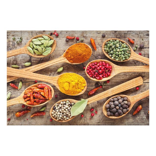 Spatscherm keuken Spices On Wooden Spoon