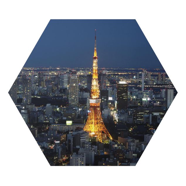 Hexagons Aluminium Dibond schilderijen Tokyo Tower