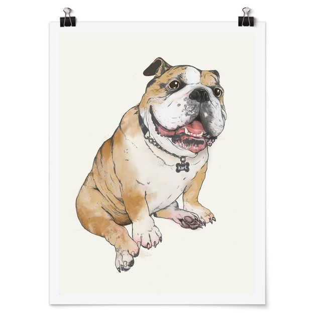 Posters Illustration Dog Bulldog Painting