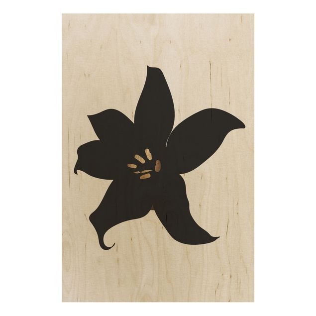 Houten schilderijen Graphical Plant World - Orchid Black And Gold