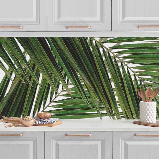 Achterwand voor keuken bloemen View Through Green Palm Leaves