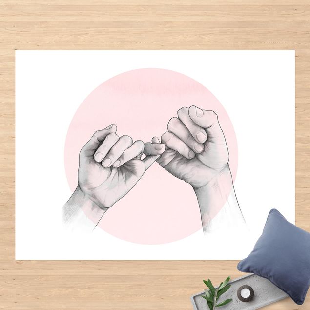 moderne vloerkleden Illustration Hands Friendship Circle Pink White