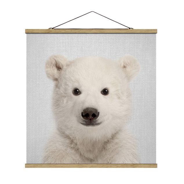 Stoffen schilderij met posterlijst - Baby Polar Bear Emil