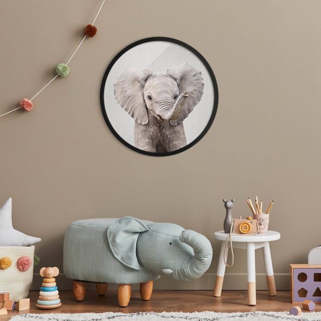 Rond schilderijen Baby Elephant Elsa
