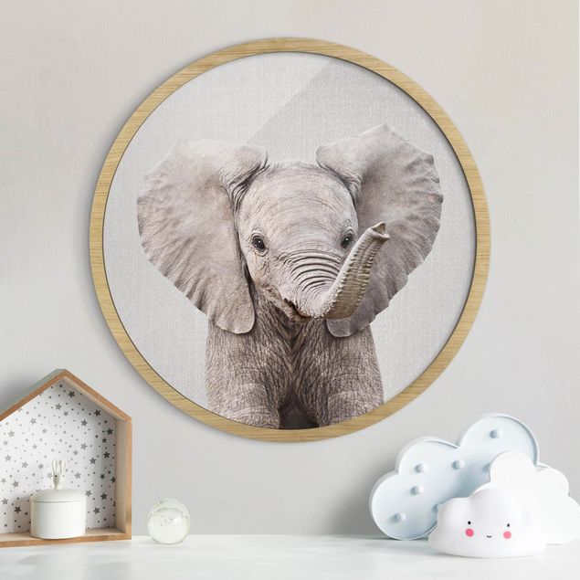 Runde gerahmte Bilder Baby Elephant Elsa