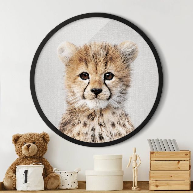 Runde gerahmte Bilder Baby Cheetah Gino