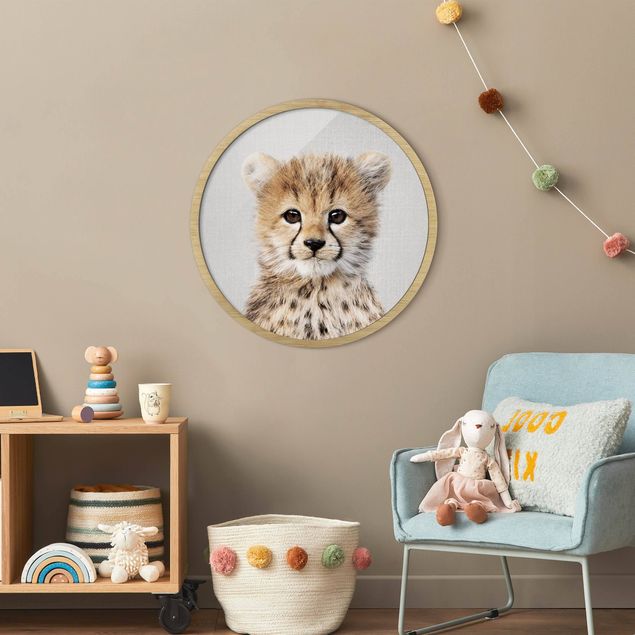 Rond schilderijen Baby Cheetah Gino
