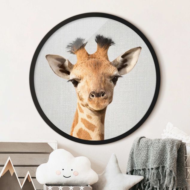 Runde Bilder mit Rahmen Baby Giraffe Gandalf