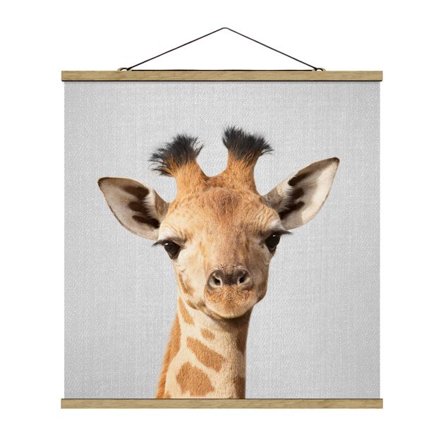 Stoffen schilderij met posterlijst - Baby Giraffe Gandalf