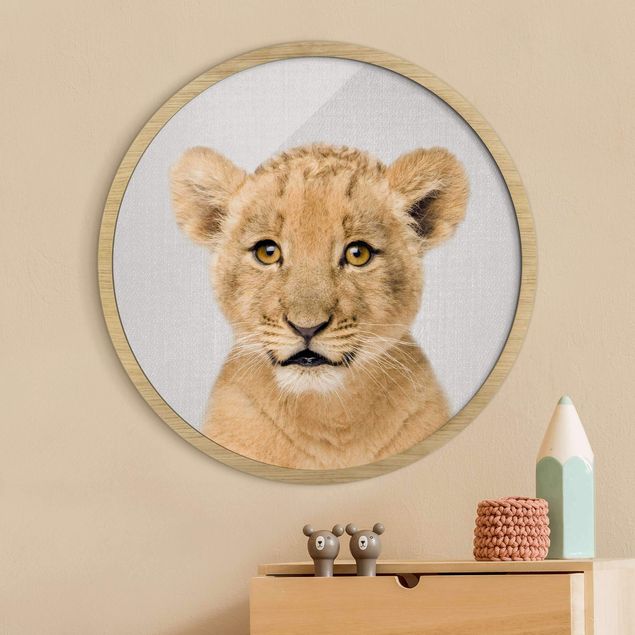 Rond schilderijen Baby Lion Luca