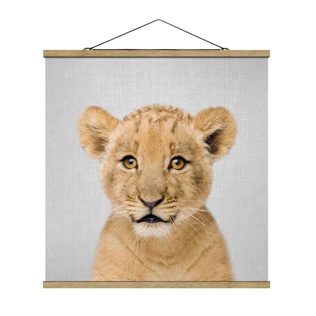 Stoffen schilderij met posterlijst - Baby Lion Luca