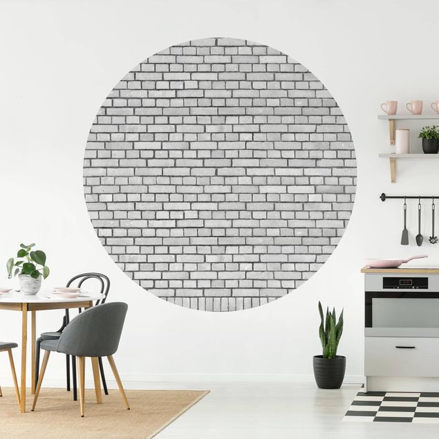 Behangcirkel Brick Wall White