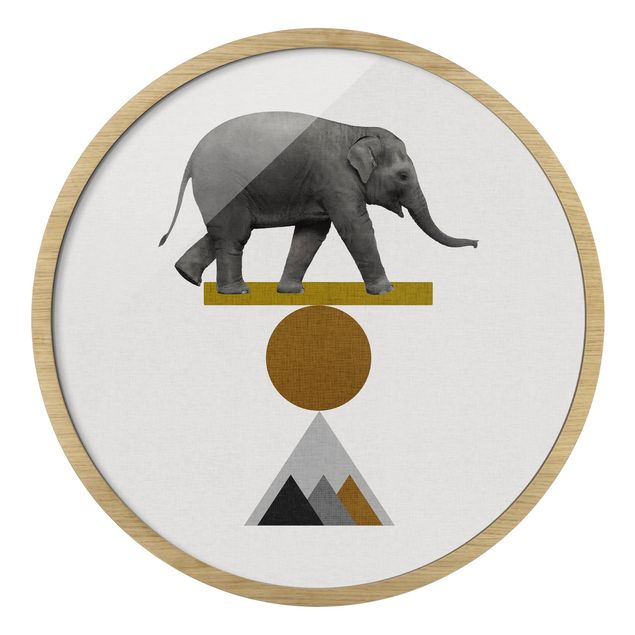 Rond schilderijen Elefante nell'arte dell'equilibrio