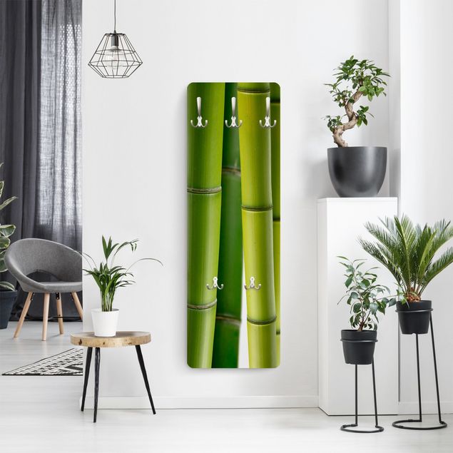 Wandkapstokken houten paneel Bamboo Plants
