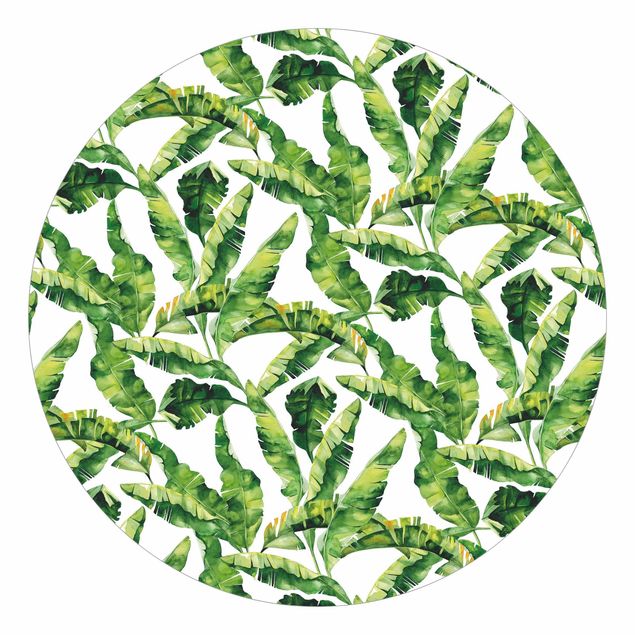 Behangcirkel Banana Leaf Watercolour Pattern