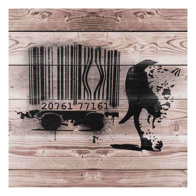 Glasschilderijen - Barcode Leopard - Brandalised ft. Graffiti by Banksy