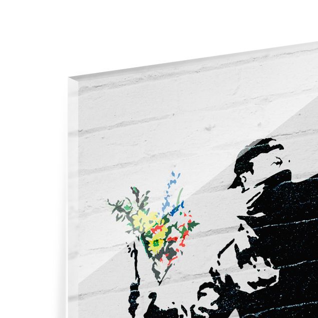 Glasschilderijen - Flower Thrower - Brandalised ft. Graffiti by Banksy