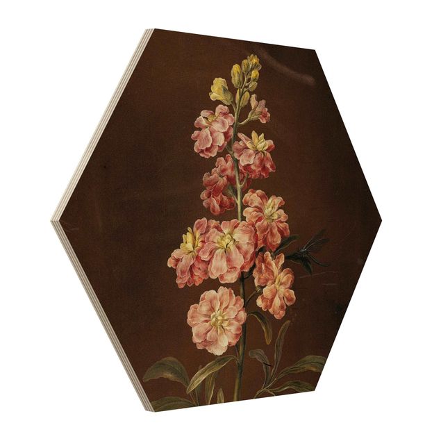 Hexagons houten schilderijen - Barbara Regina Dietzsch - A Light Pink Gillyflower