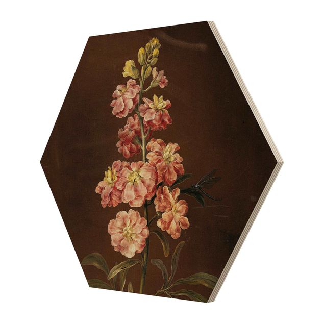 Hexagons houten schilderijen - Barbara Regina Dietzsch - A Light Pink Gillyflower