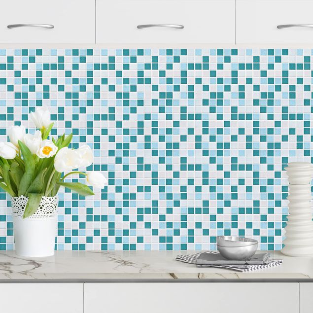 Achterwand voor keuken patroon Mosaic Tiles Turquoise Blue