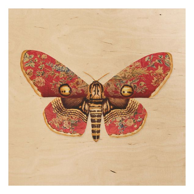 Houten schilderijen Vintage Moth