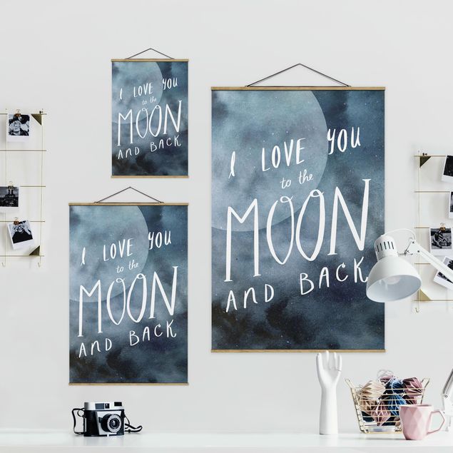 Stoffen schilderij met posterlijst Heavenly Love - Moon