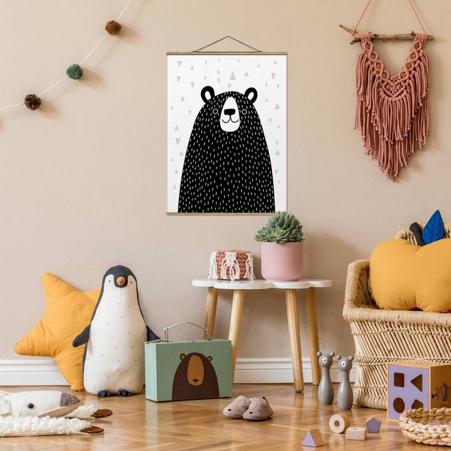Stoffen schilderij met posterlijst Zoo With Patterns - Bear