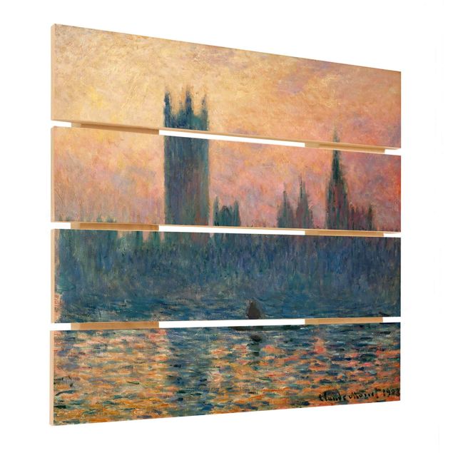 Houten schilderijen op plank Claude Monet - London Sunset