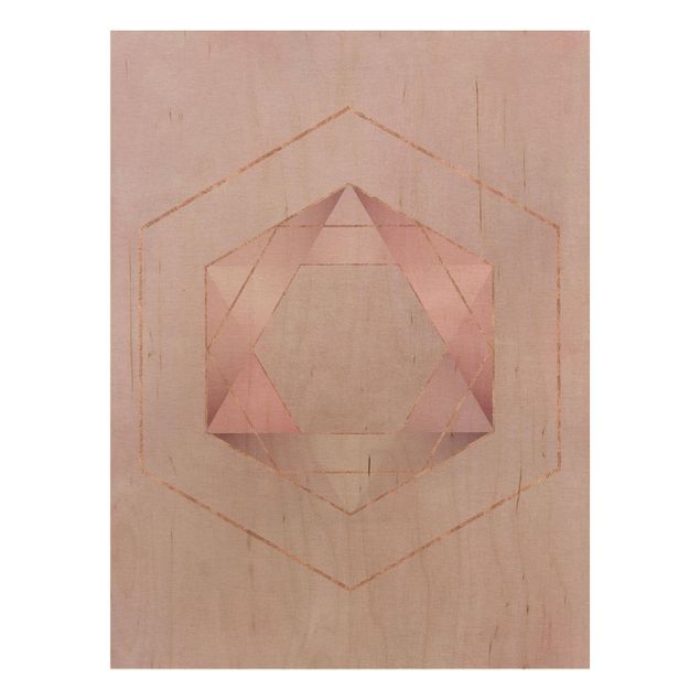 Houten schilderijen Geometry In Pink And Gold I
