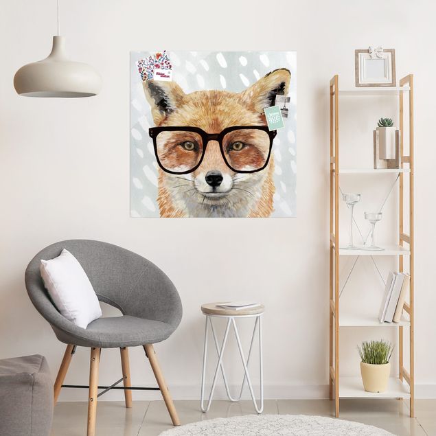 Glas Magnettafel Animals With Glasses - Fox