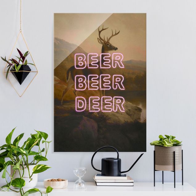 Glas Magnettafel Beer Beer Deer