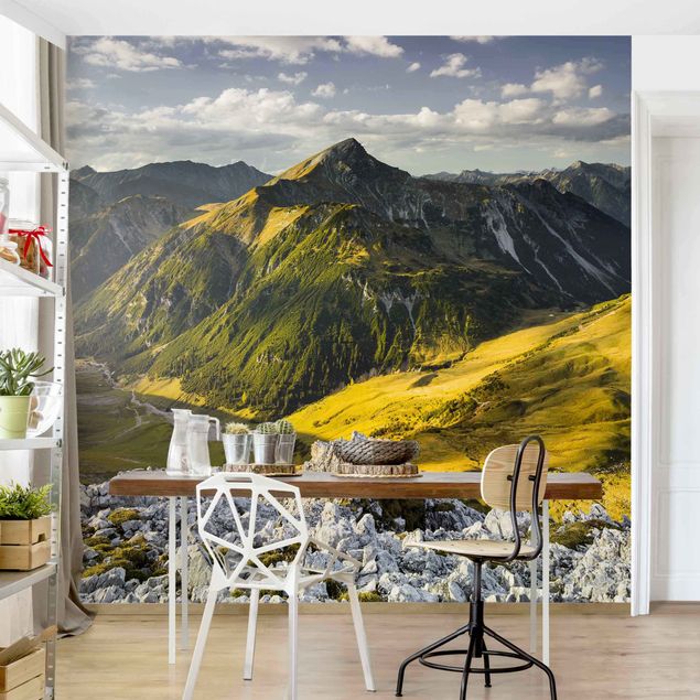 Fotobehang Mountains And Valley Of The Lechtal Alps In Tirol