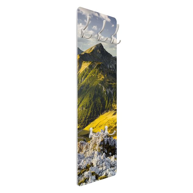 Wandkapstokken houten paneel Mountains And Valley Of The Lechtal Alps In Tirol