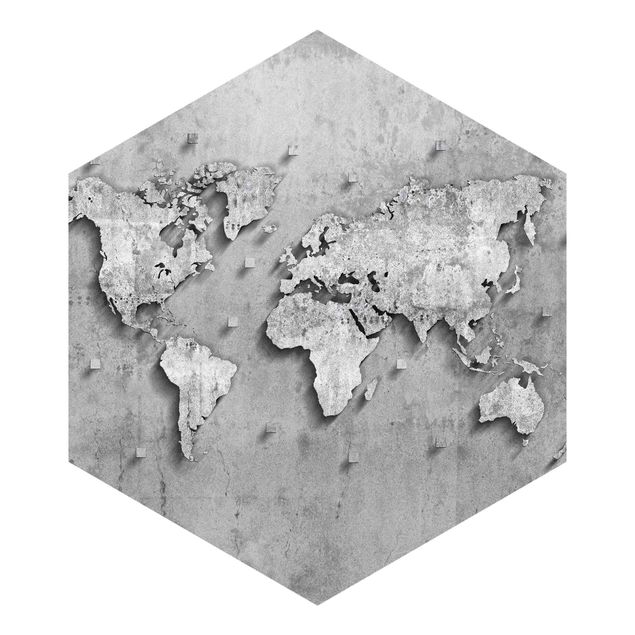 Hexagon Behang Concrete World Map