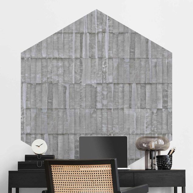 Hexagon Behang Concrete Brick Wallpaper