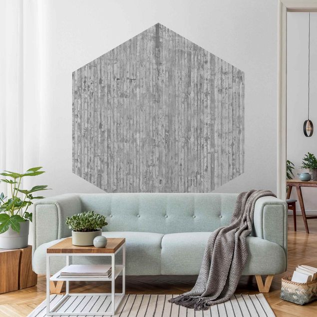 Hexagon Behang Concrete Look Wallpaper With Stripes