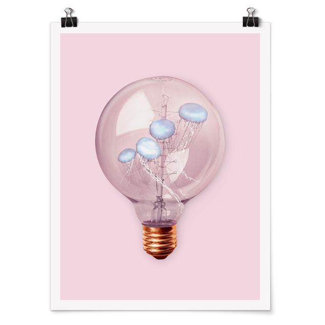 Posters Light Bulb With Jellyfish