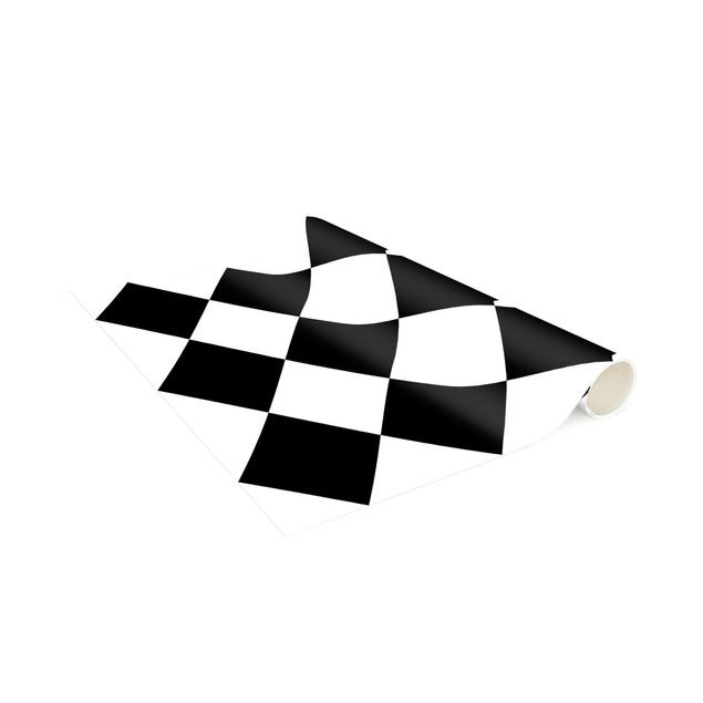 Geblokt vloerkleed Geometrical Pattern Rotated Chessboard Black And White