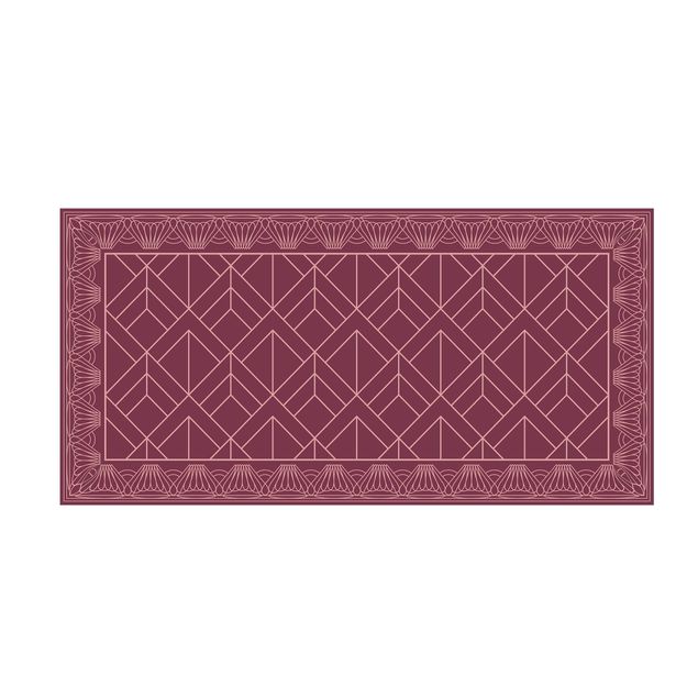 rood kleed Art Deco Scales Pattern With Border