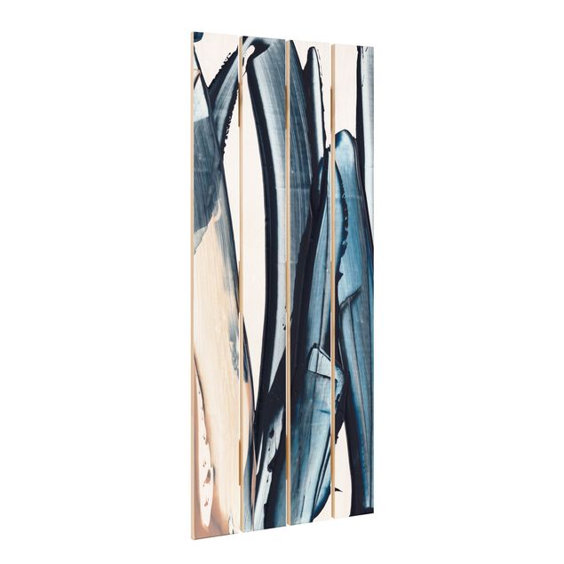 Houten schilderijen op plank Blue And Beige Stripes