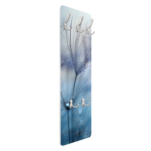Wandkapstokken houten paneel Blue Feathers In The Rain